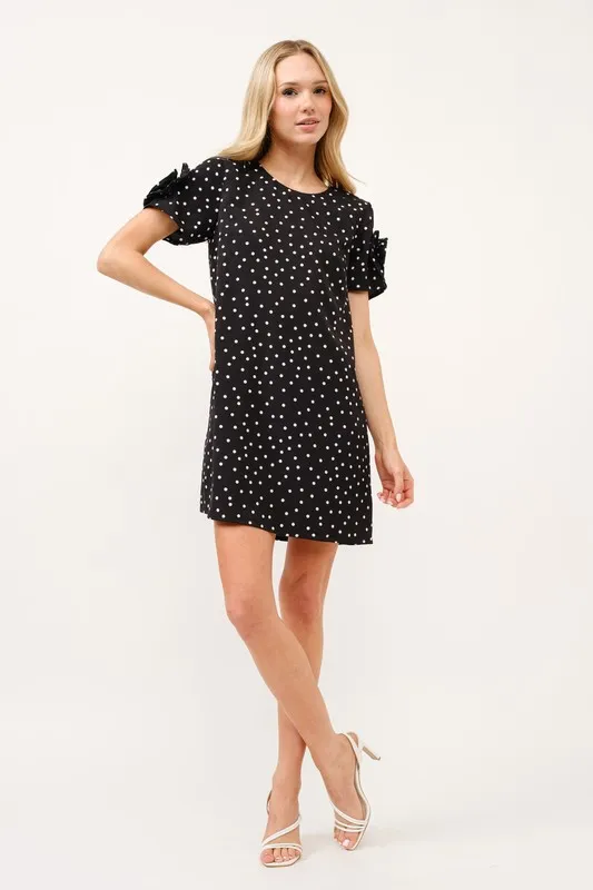 And The Why Embellished Sleeve Polka Dots Shift Dress - Image 8