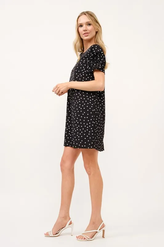 And The Why Embellished Sleeve Polka Dots Shift Dress - Image 9