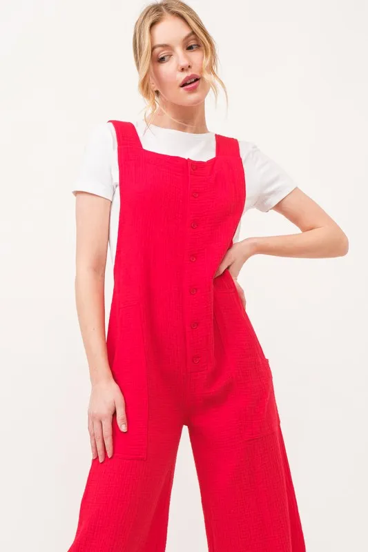 And The Why Gauze Loose Fit Tied Back Overalls - Image 3