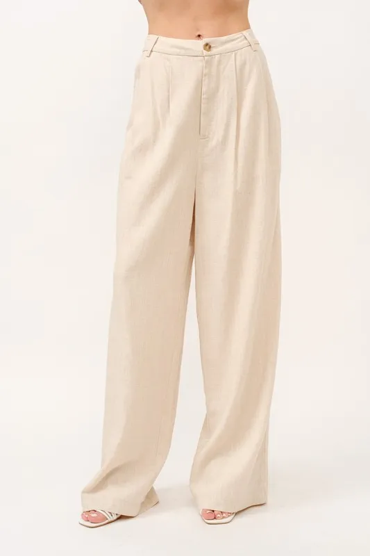 And The Why High-Rise Wide Leg Linen Blended Pants - Image 2