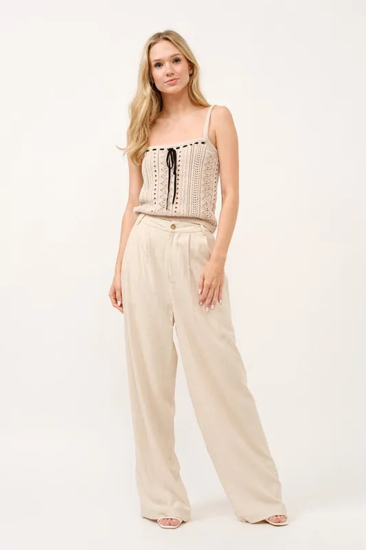 And The Why High-Rise Wide Leg Linen Blended Pants - Image 5