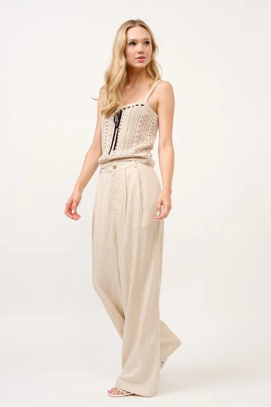 And The Why High-Rise Wide Leg Linen Blended Pants - Image 7