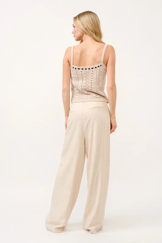 And The Why High-Rise Wide Leg Linen Blended Pants - Image 8