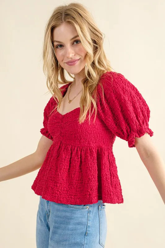 And The Why Lovely Textured and Smocked Top - Image 2