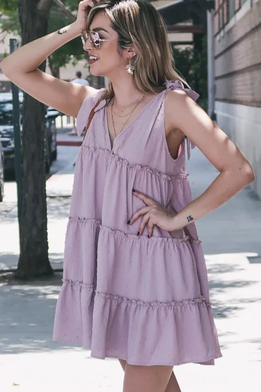 And The Why Polka Dot Textured Layered Flounce Ruffle Dress - Image 4