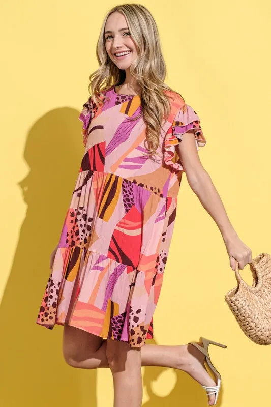 And The Why Printed Double Ruffles Sleeve Dress - Image 5