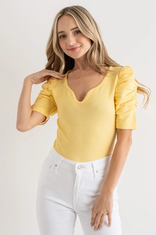 And The Why Shirring Puff Sleeve Bodysuit - Image 3