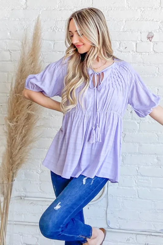 And The Why Textured Pintuck Blouse Top with Tassels - Image 5