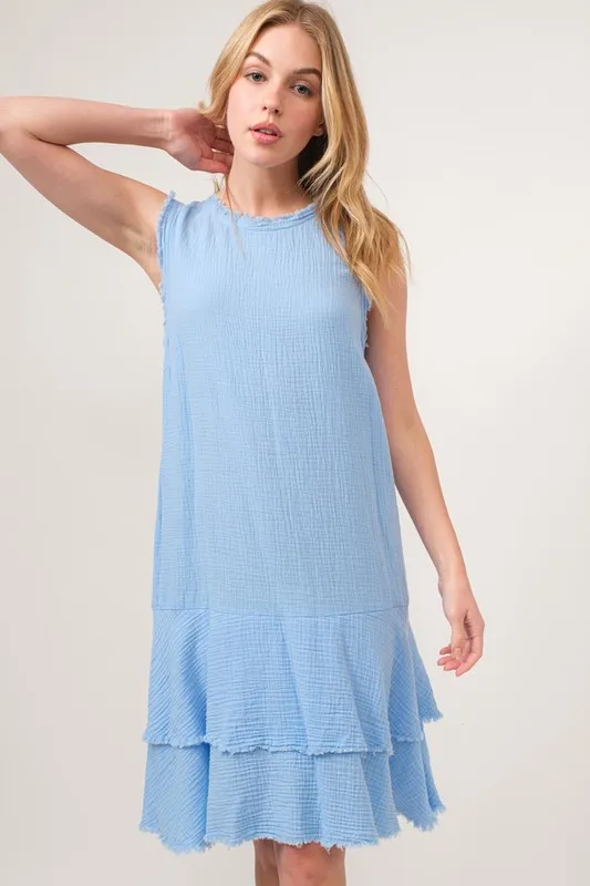 And The Why Washed Fringe Detail Tiered Dress - Image 4
