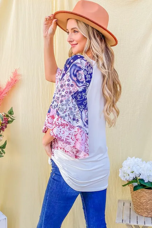 And The WhyFloral Print Bell Sleeve Top - Image 10