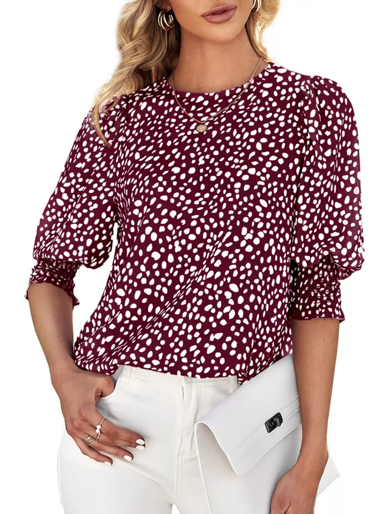 Animal Print Half Sleeve Blouse - Image 13