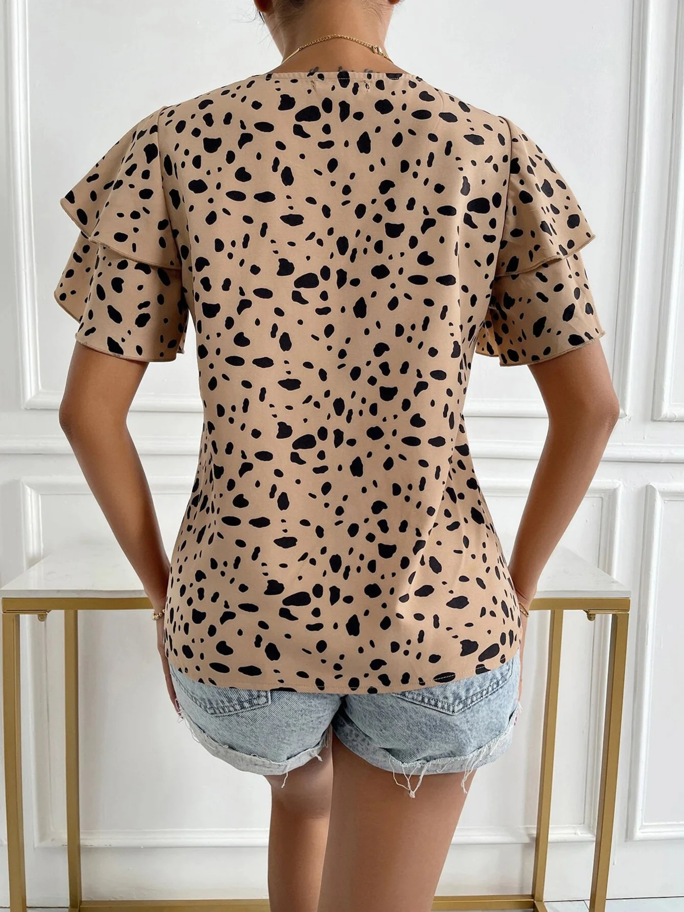 Animal Print Ruffle Sleeve Blouse - Image 10