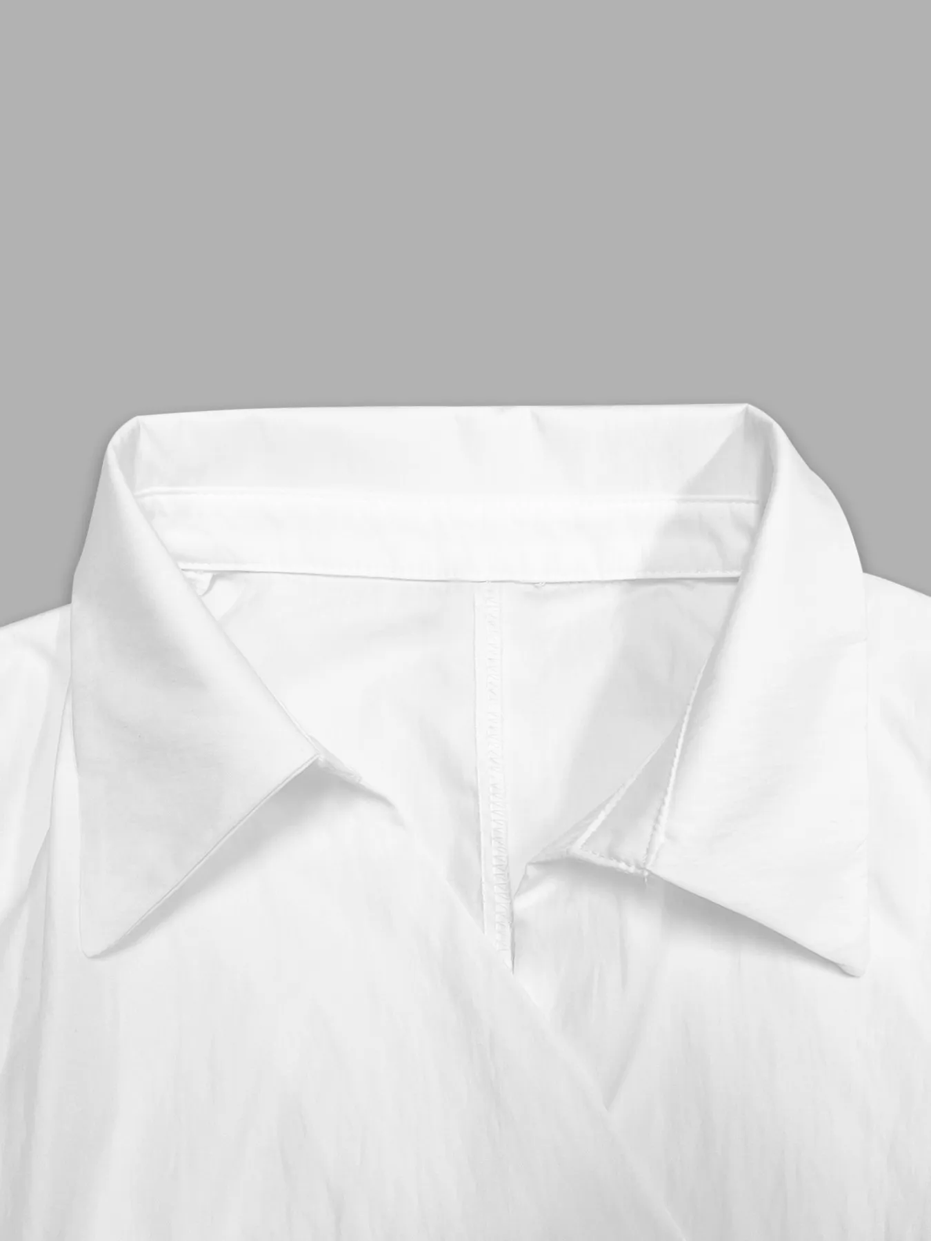 Asymmetric Collared Neck Long Sleeve Shirt - Image 3