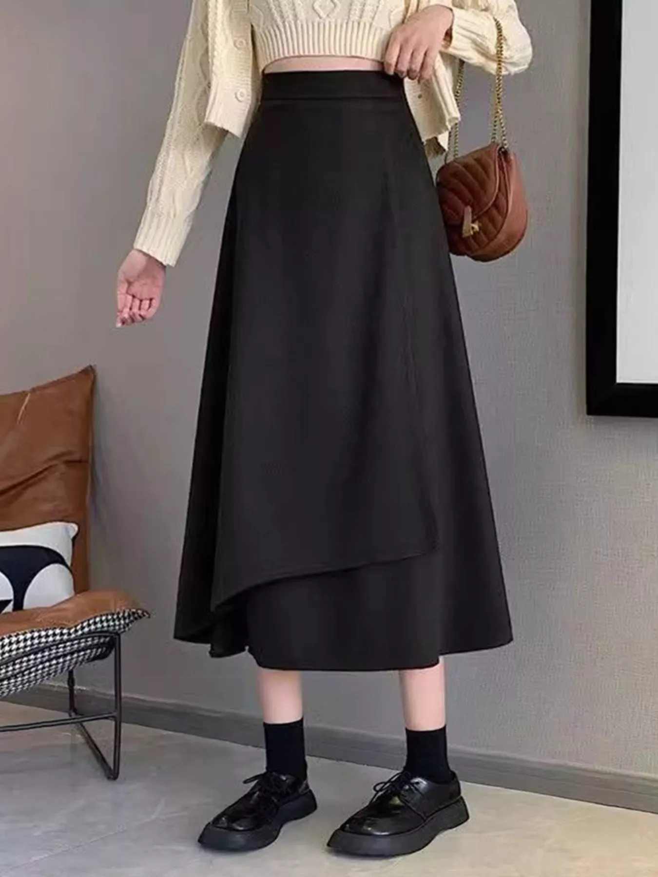 Asymmetrical Hem A-Line Skirt