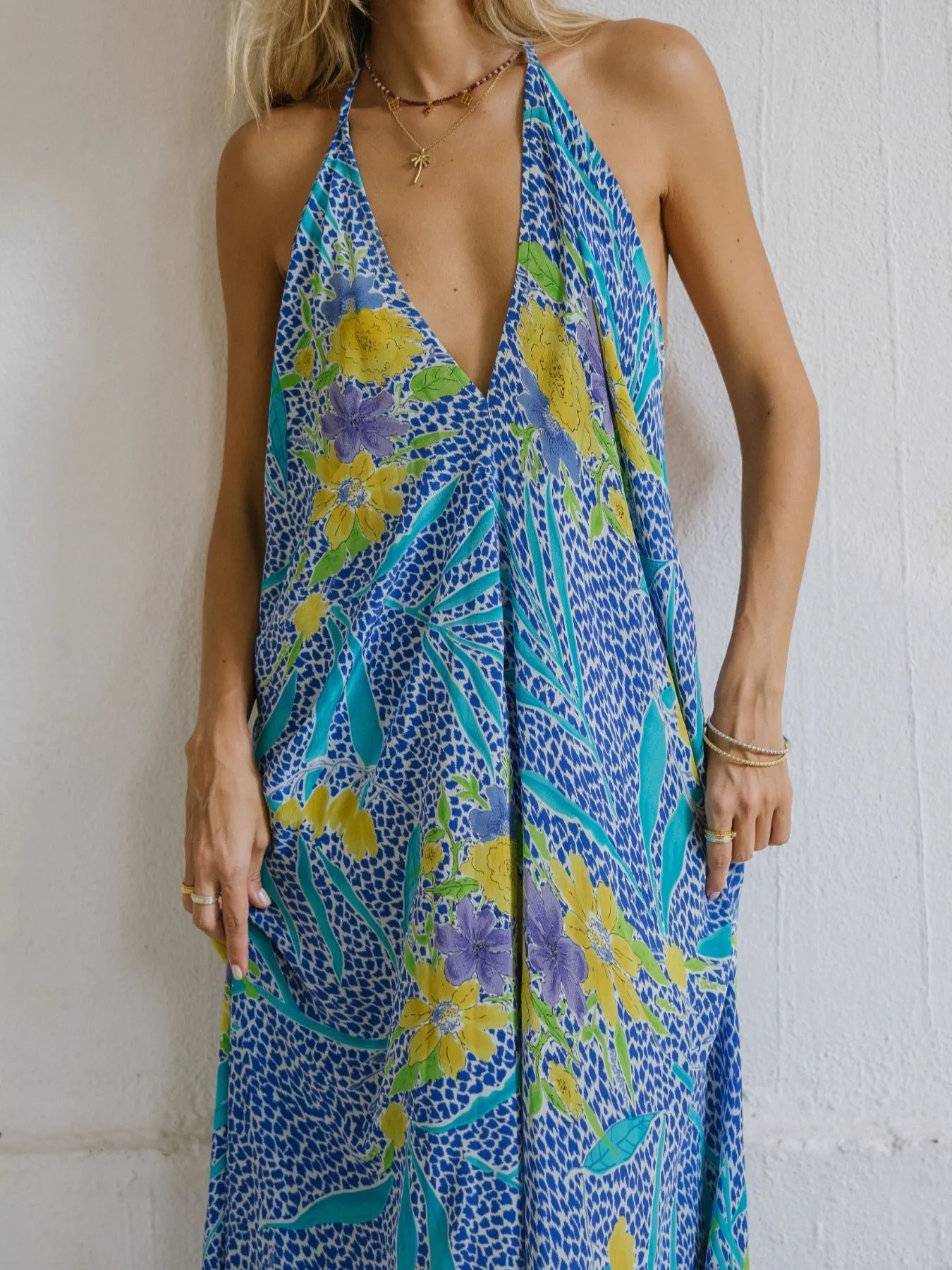 Asymmetrical Hem Printed Halter Neck Dress - Image 6