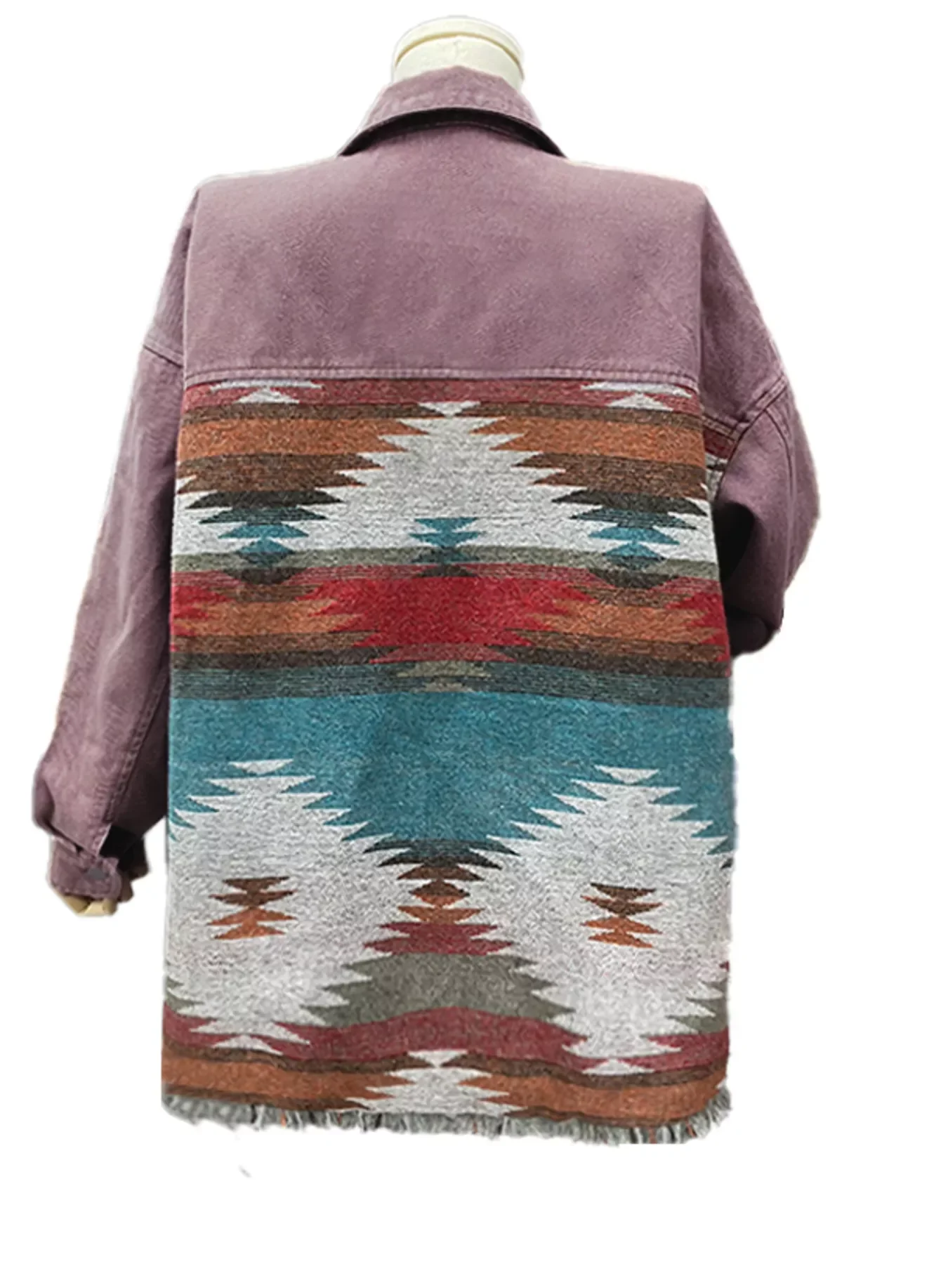 Aztec Print Button Up Jacket - Image 10