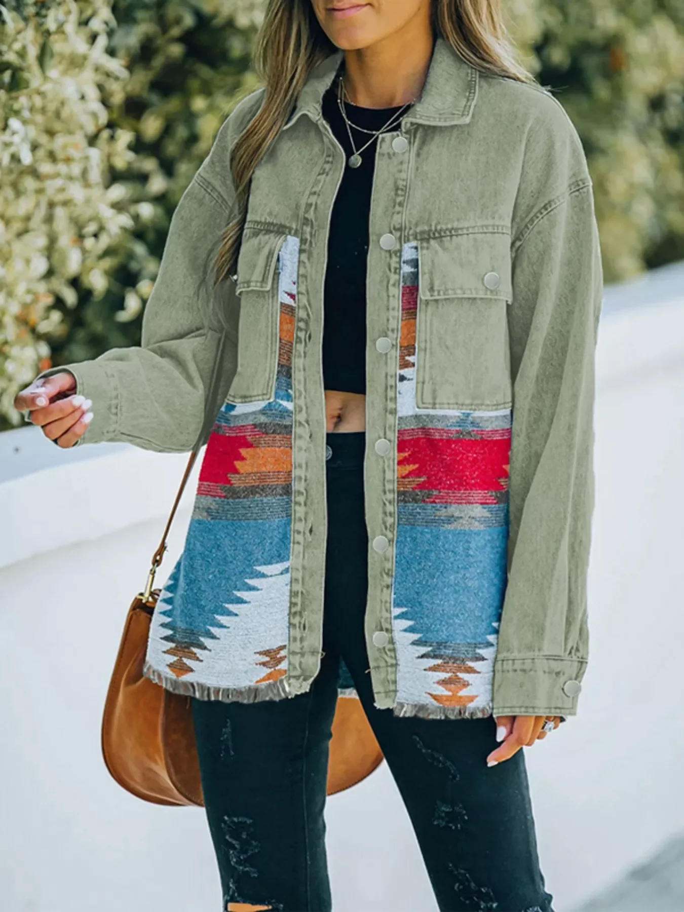 Aztec Print Button Up Jacket - Image 4