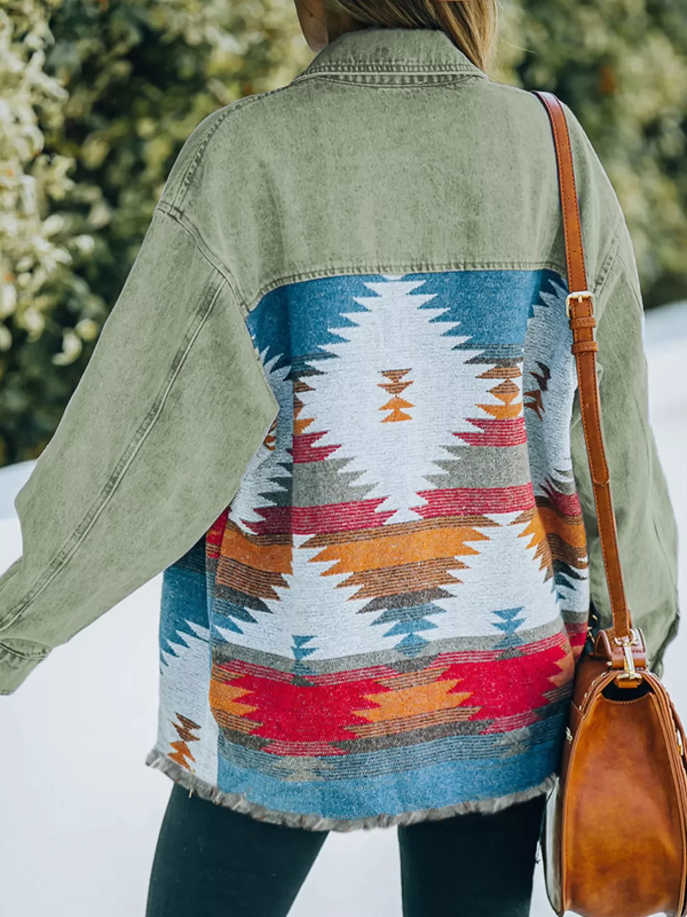 Aztec Print Button Up Jacket - Image 5