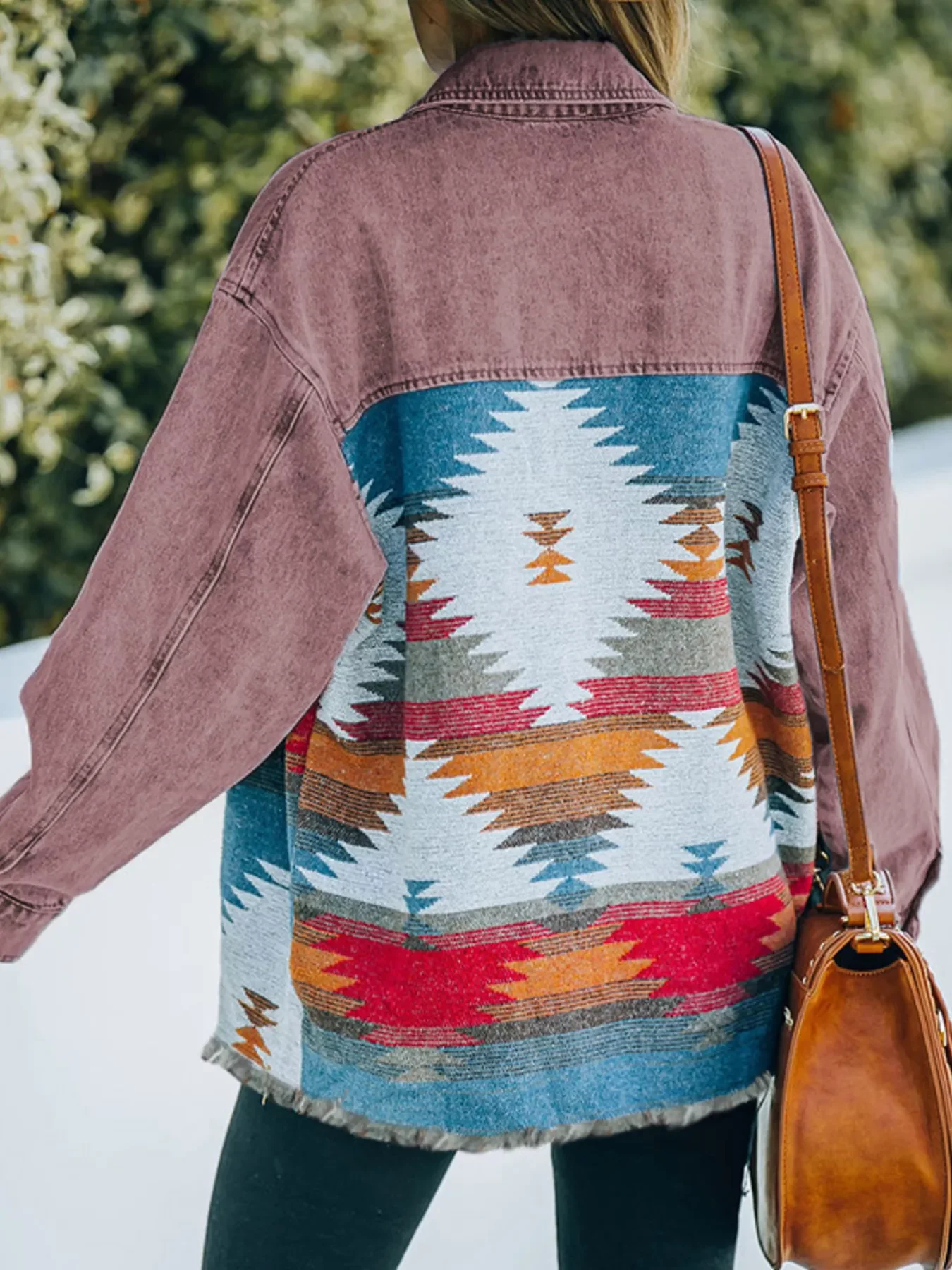 Aztec Print Button Up Jacket - Image 8