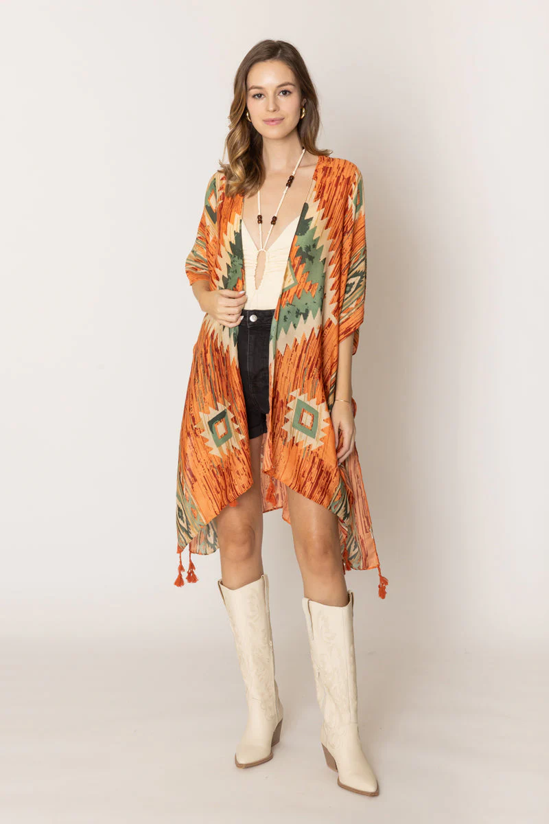 Aztec Print Kimono