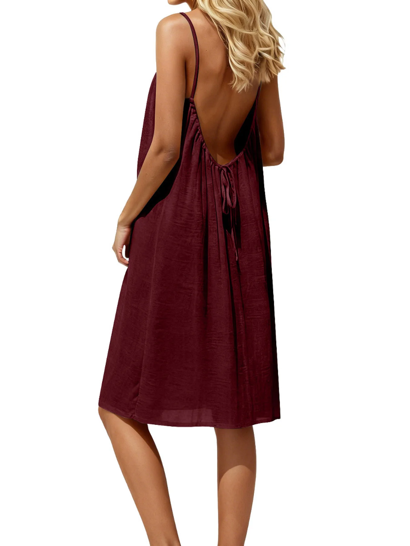 Backless Spaghetti Strap Casual Dress - Image 7