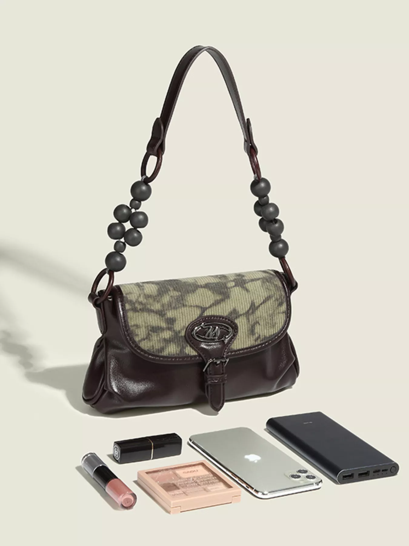 Beaded Handle Flap Shoulder Bag - Image 3