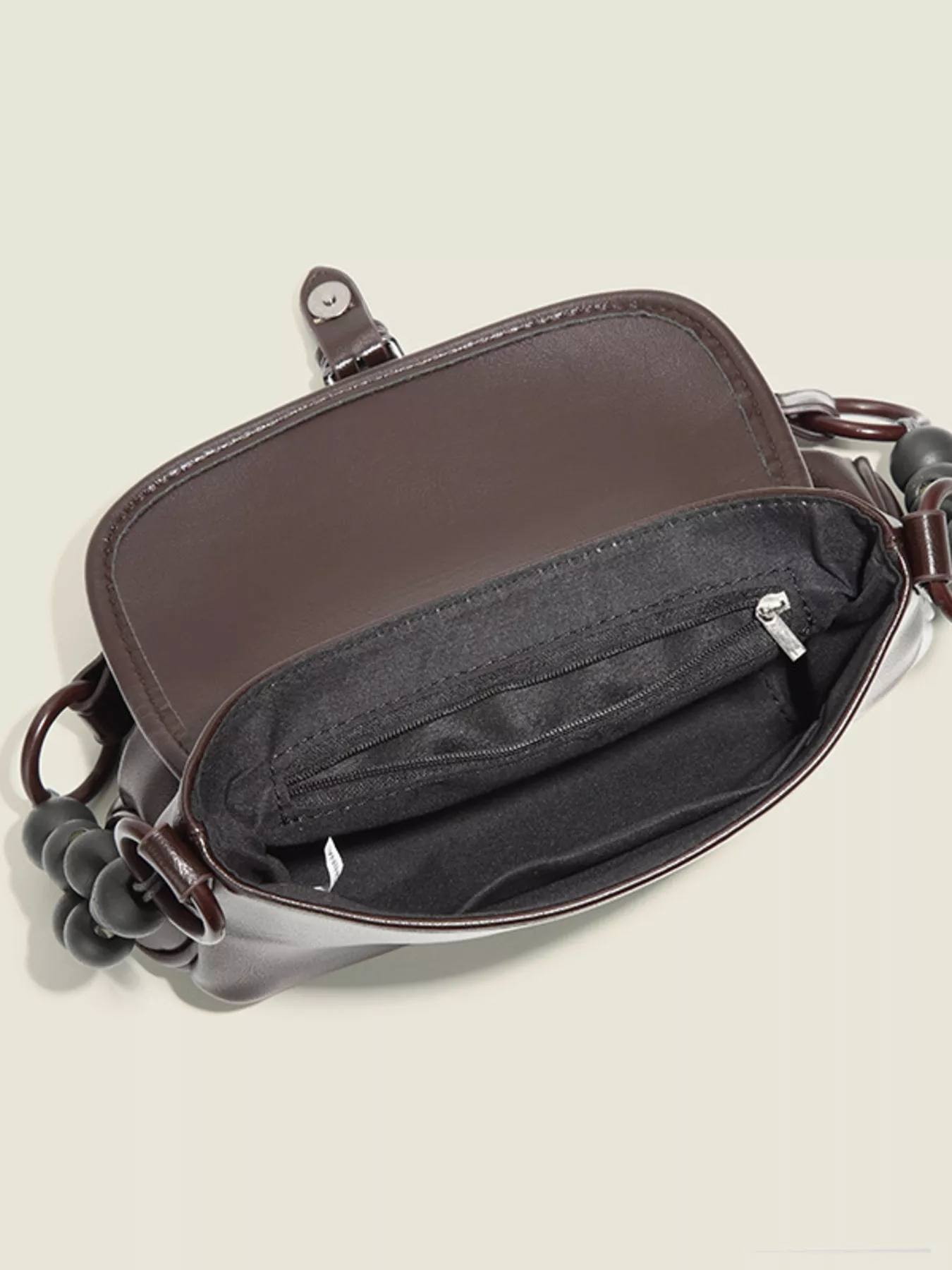 Beaded Handle Flap Shoulder Bag - Image 4