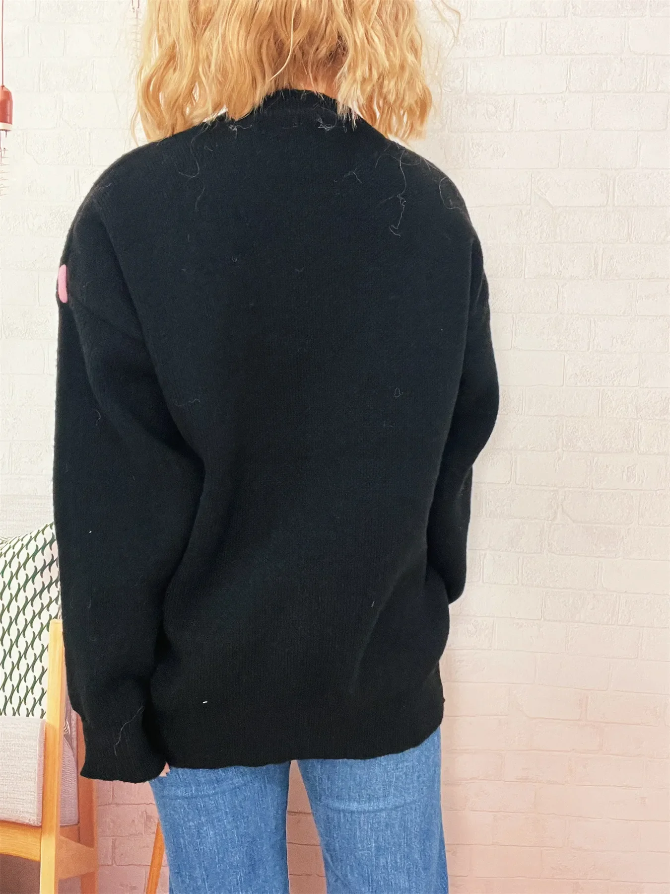 Bear Decoration Round Neck Sweater - Image 10