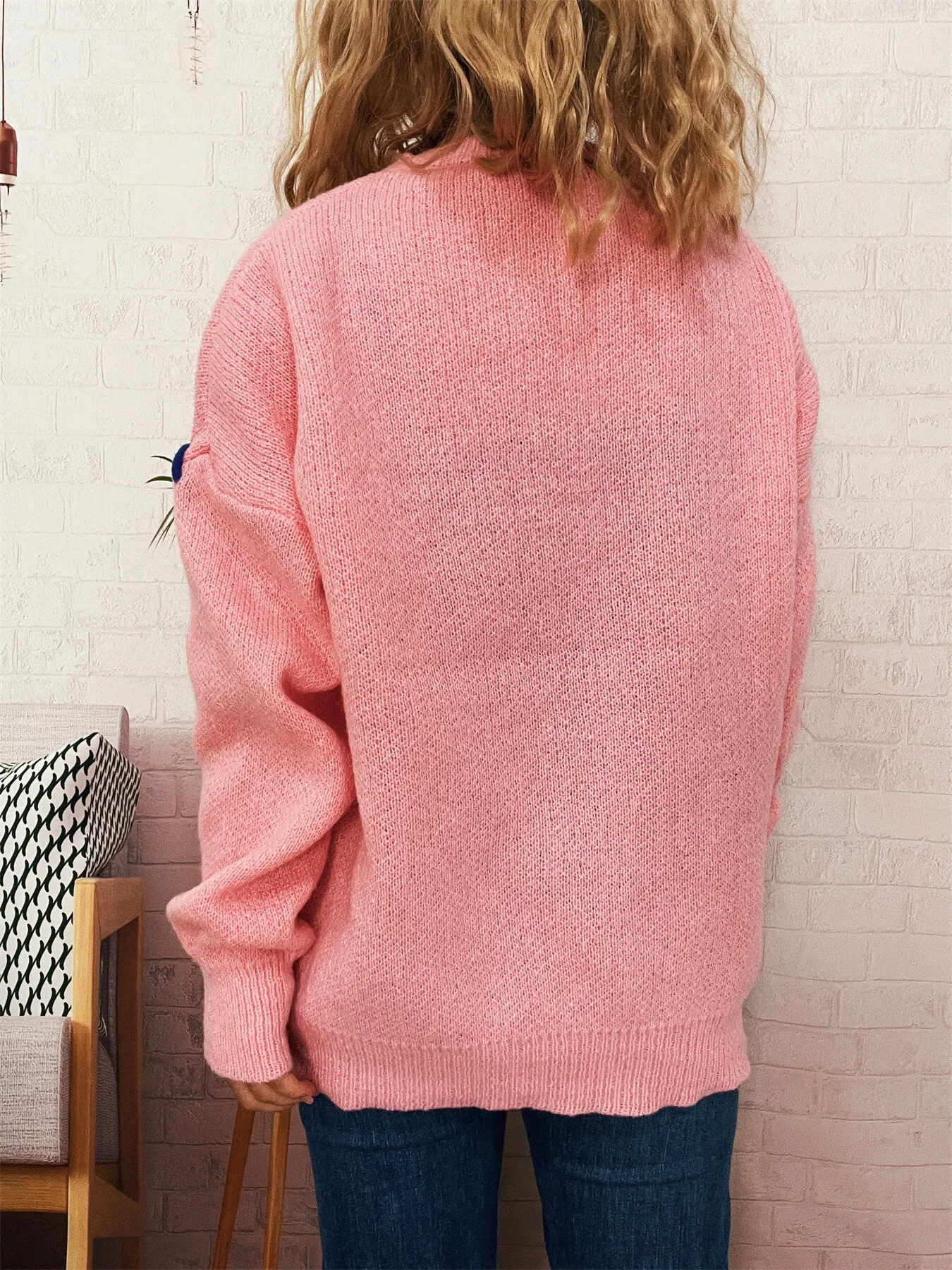 Bear Decoration Round Neck Sweater - Image 6