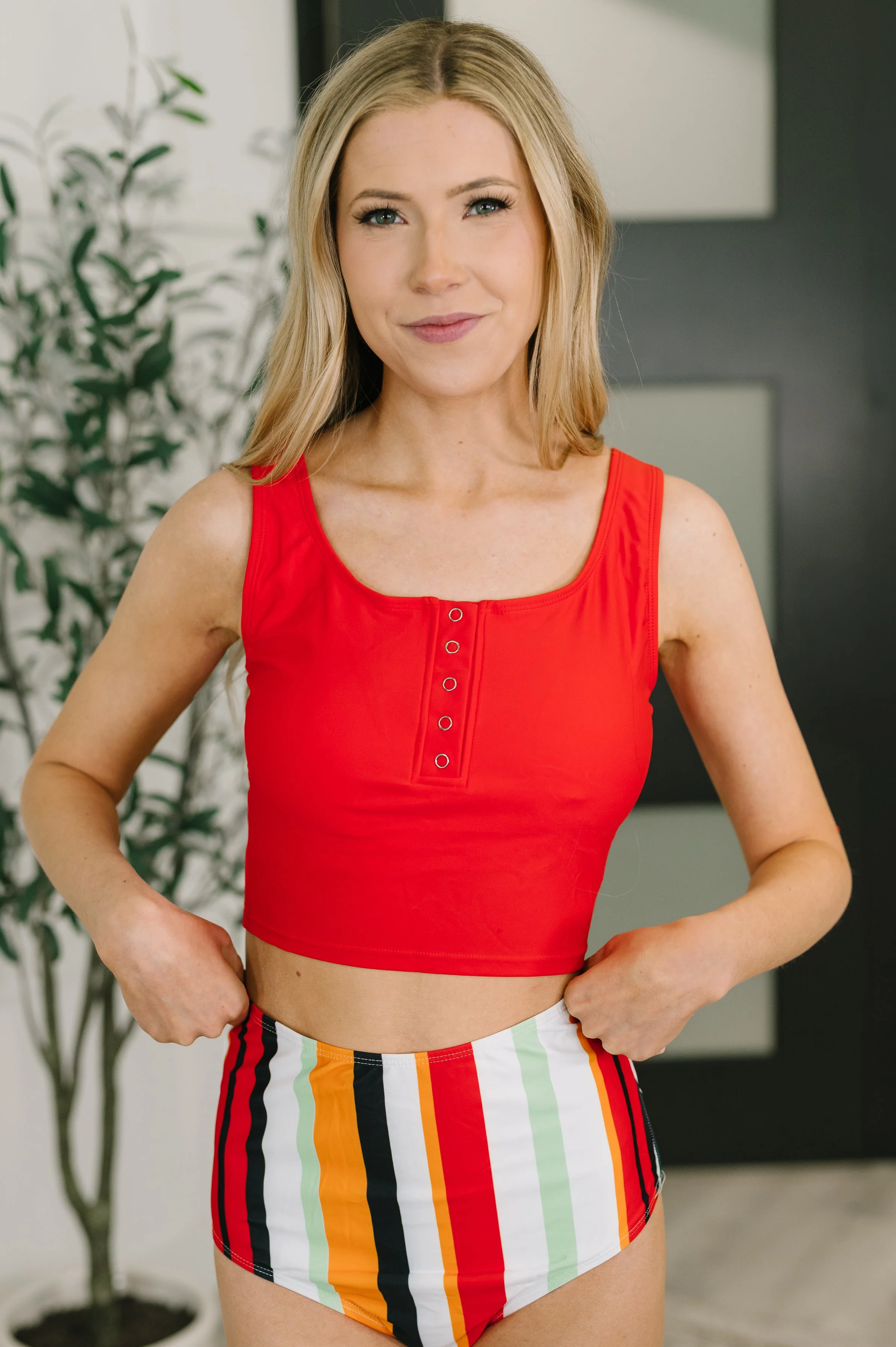Bermuda Stripe Bottoms in Red - Image 2