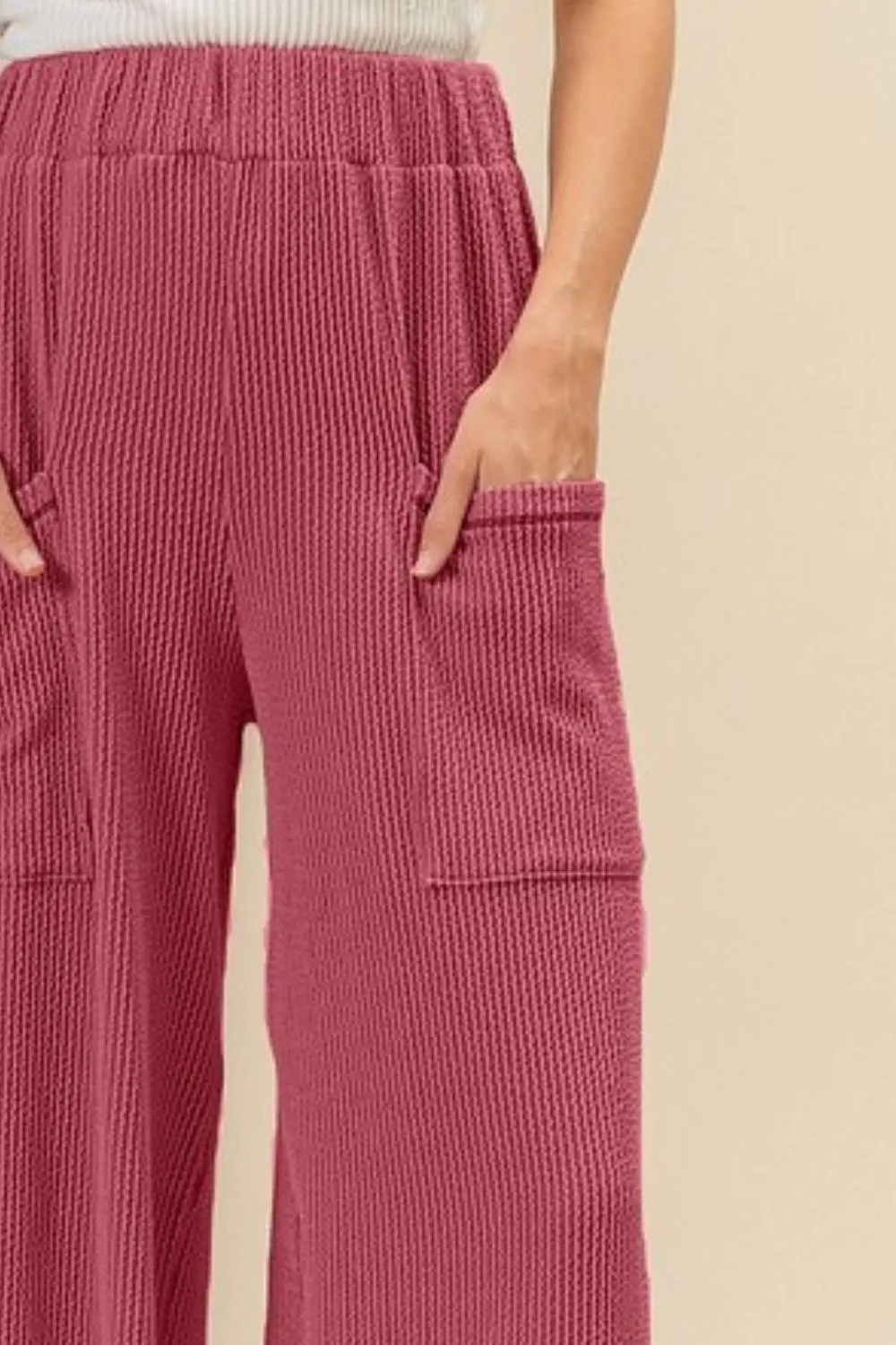 BiBi 2tone Cord Rib Waist Band Side Pocket Pants - Image 2