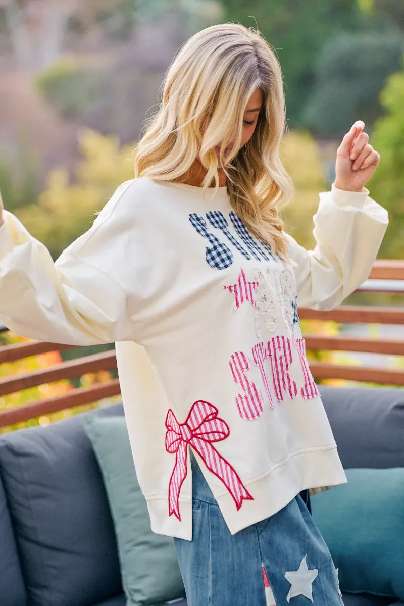 BiBi 4th Of July Stars And Stripes Patches Sweatshirt - Image 15