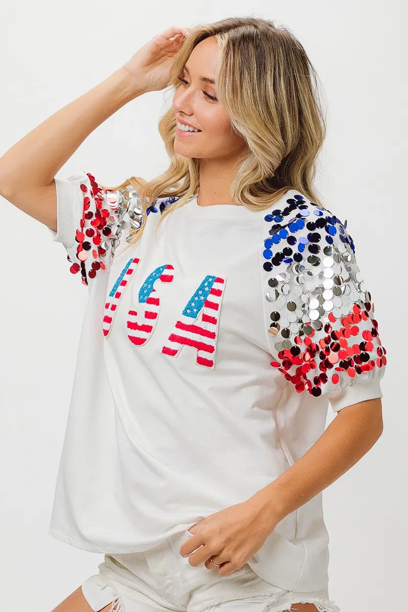 BiBi American Flag Theme Sequin Top - Image 8