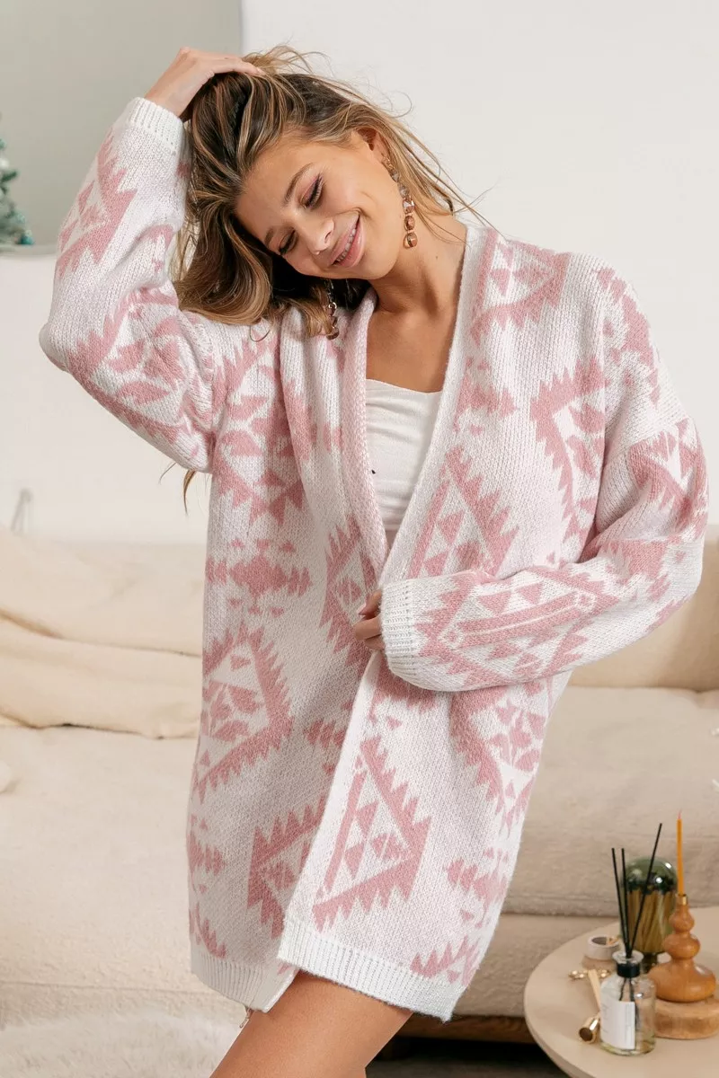 BiBi Aztec Pattern Open Front Cardigan - Image 9