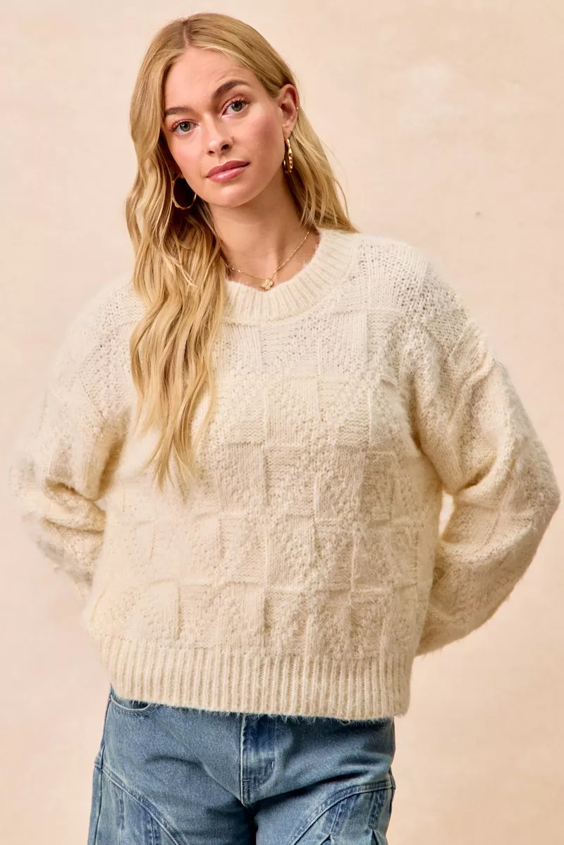 BiBi Checker Board Drop Shoulder Sweater - Image 19