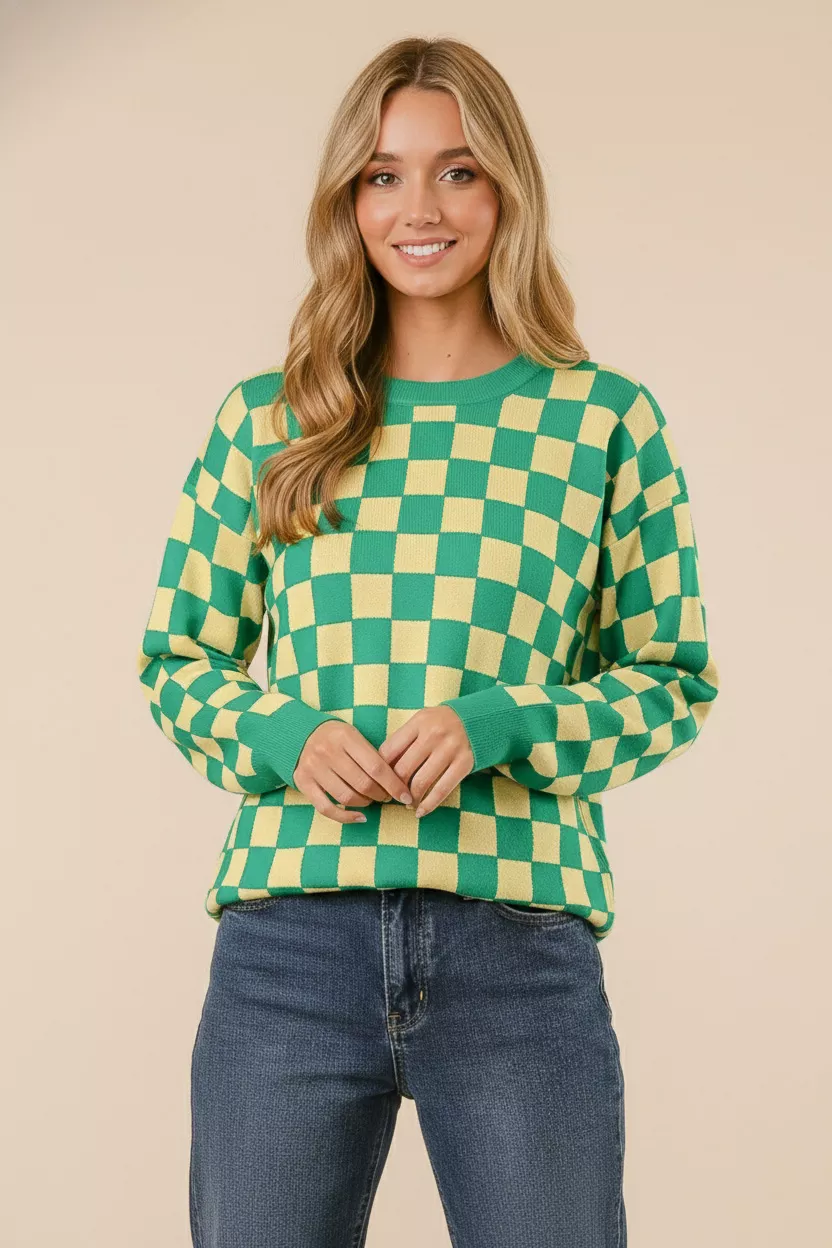 BiBi Checkered Pattern Sweater - Image 2