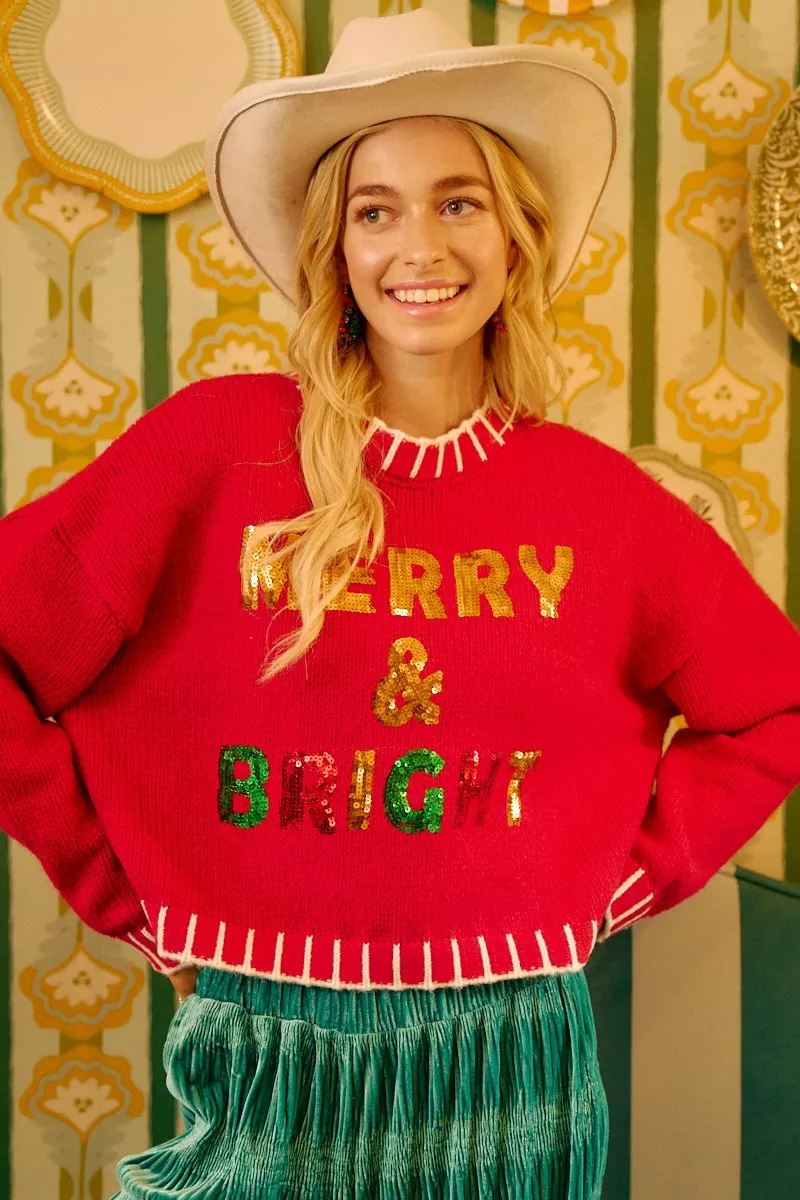 BiBi Christmas Theme Sequin Lattering Sweater - Image 23