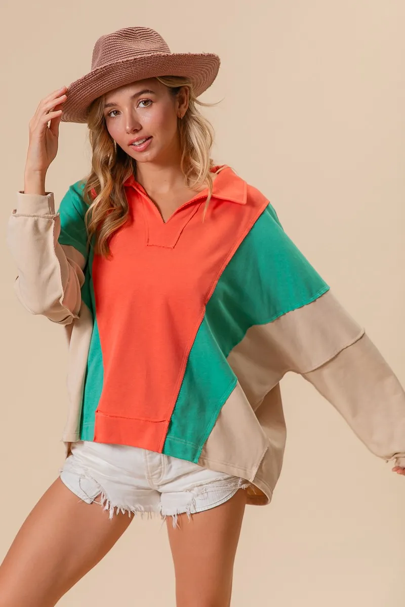BiBi Colorblock Exposed Seam French Terry Sweatshirt - Image 10