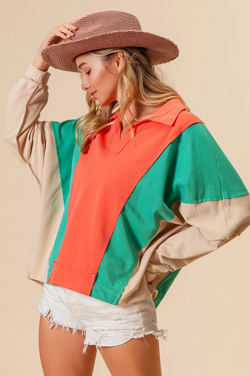 BiBi Colorblock Exposed Seam French Terry Sweatshirt - Image 7