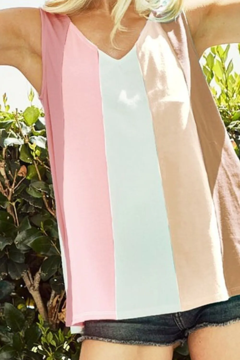 BiBi Cotton Span Knit Color Block Sleeveless Top - Image 3
