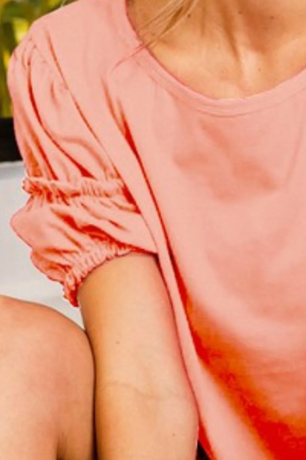 BiBi Cotton Span Shrring Detailed Round Neck Top - Image 3