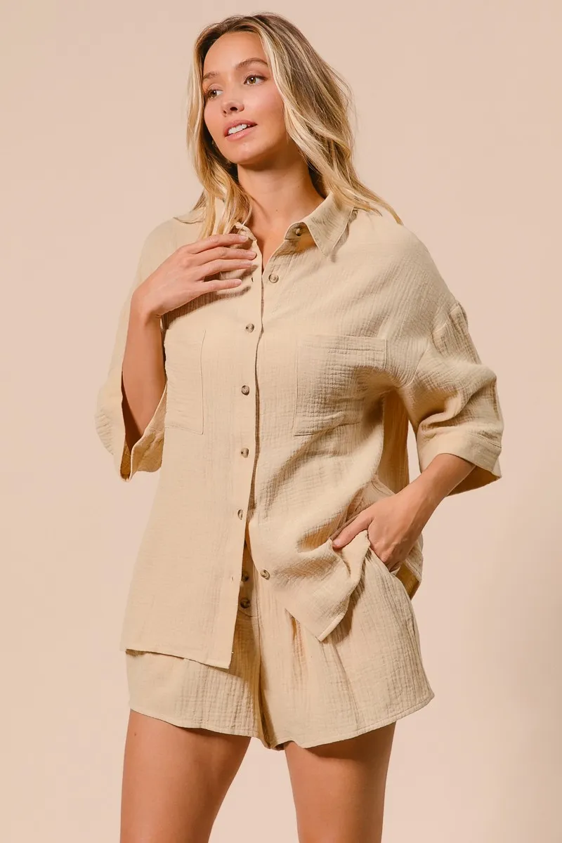 BiBi Crinkle Gauze Shirt and Short Set - Image 7