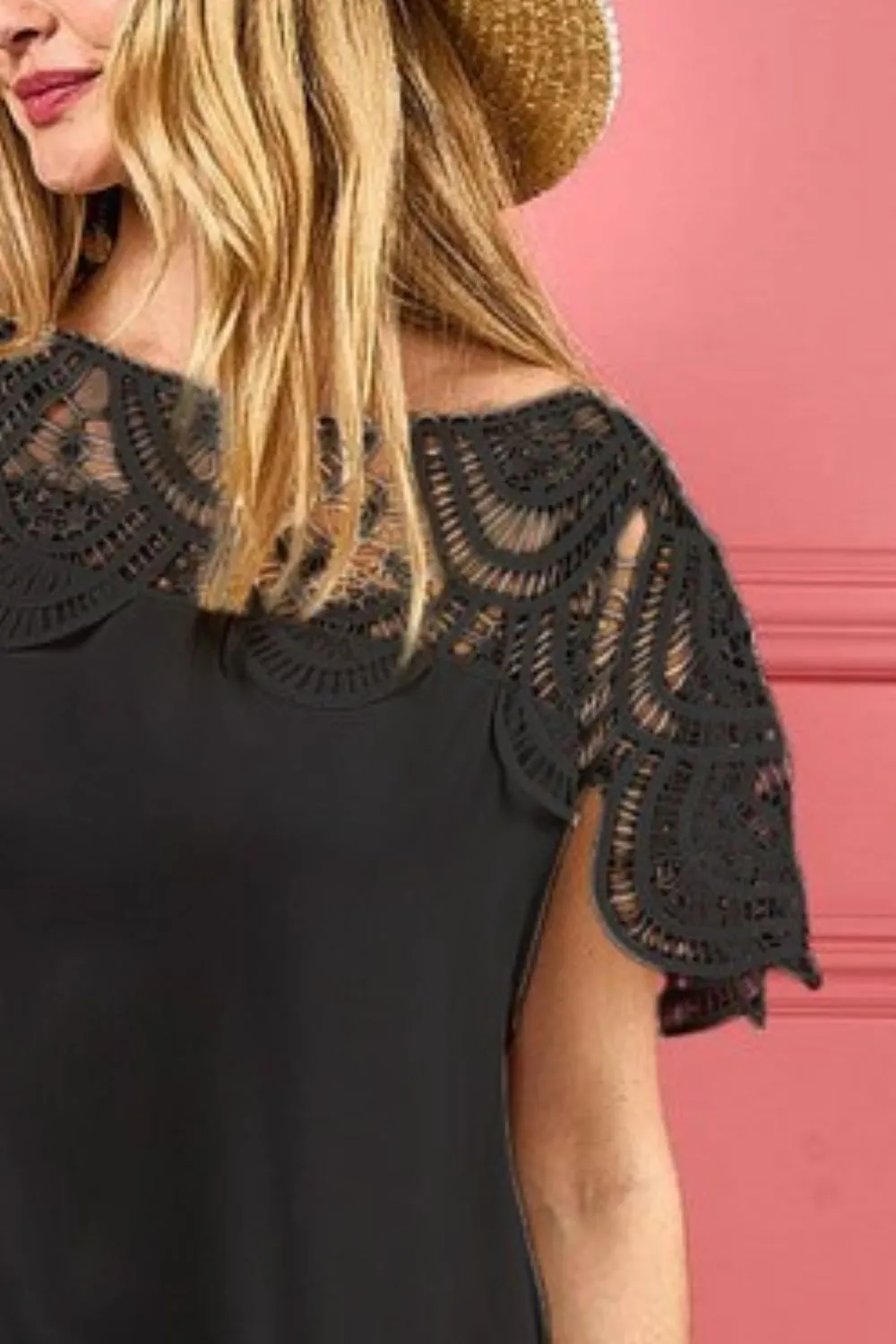 BiBi Crochet Lace Yoke Detailed Wrinkled Dress - Image 2