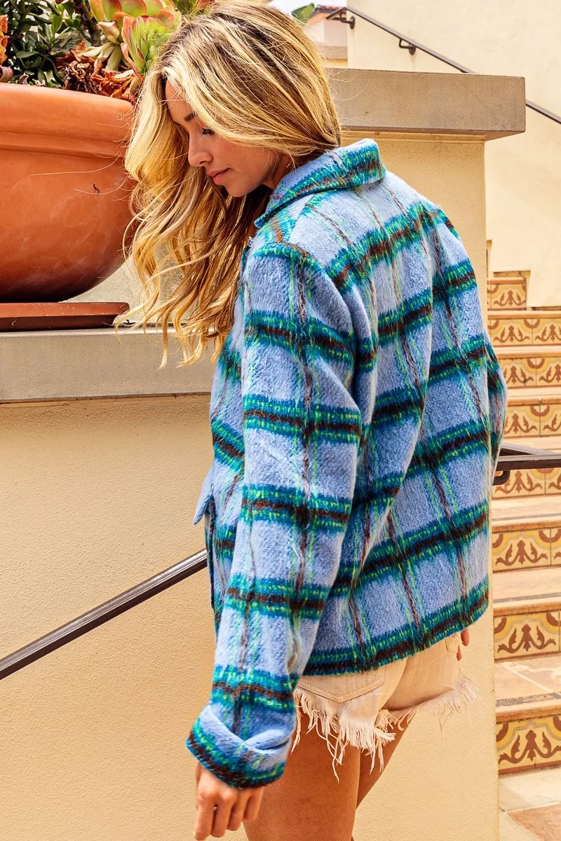 BiBi Flap Pockets Brushed Vintage Plaid Jacket - Image 2