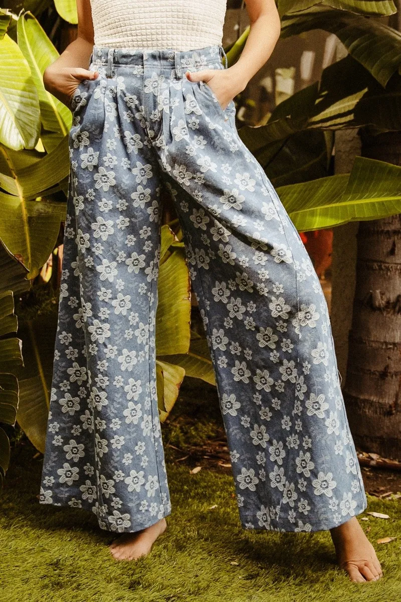 BiBi Floral Texture Wide Leg Jeans - Image 3