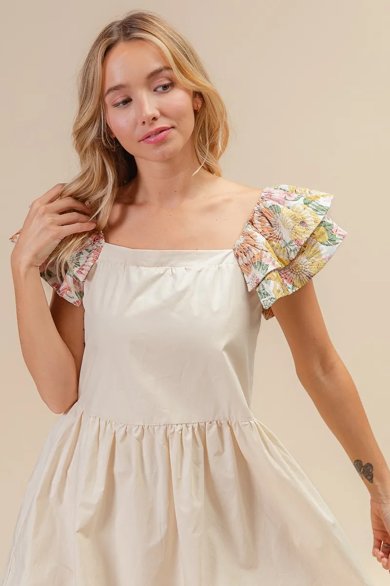 BiBi Flower Embroidered Floral Print Sleeve Dress - Image 10