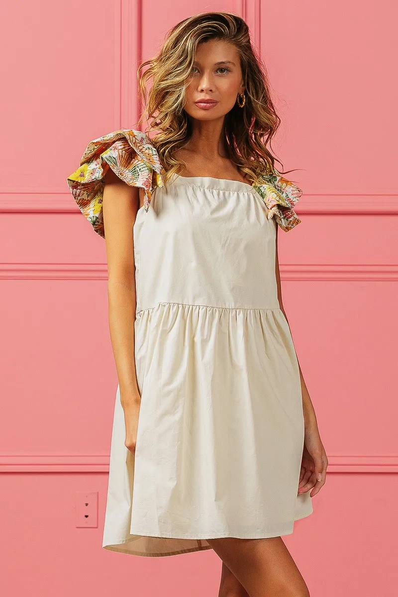 BiBi Flower Embroidered Floral Print Sleeve Dress - Image 3