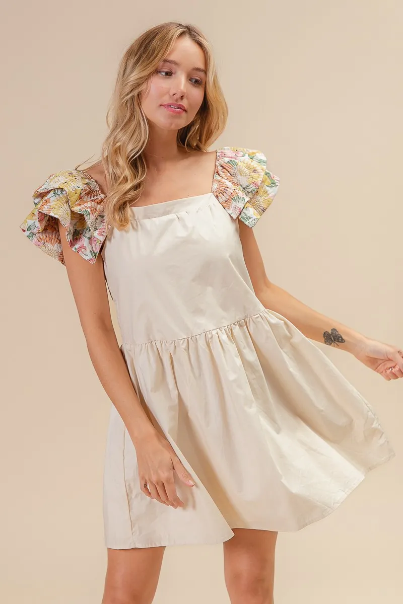 BiBi Flower Embroidered Floral Print Sleeve Dress - Image 8