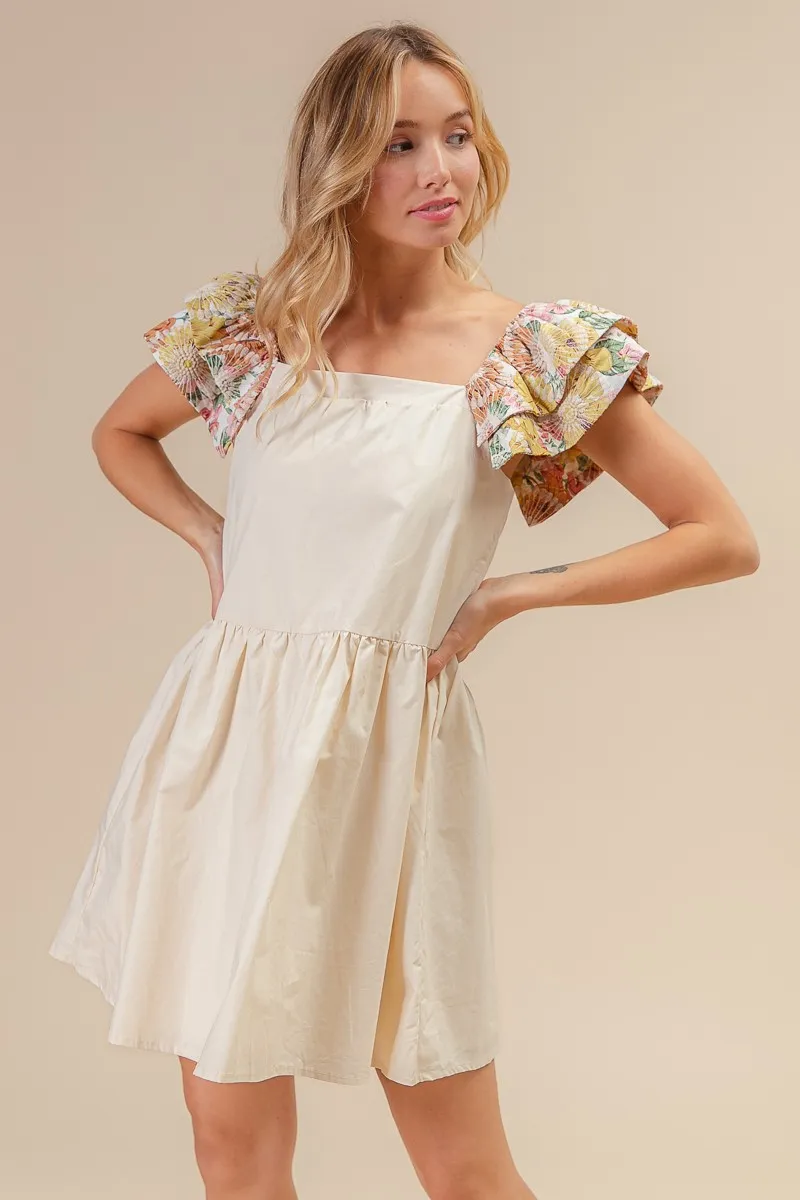 BiBi Flower Embroidered Floral Print Sleeve Dress - Image 9