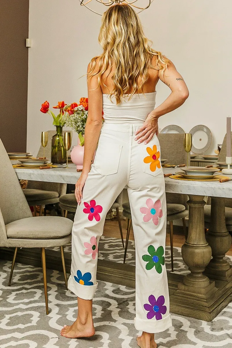 BiBi Flower Print Straight Legs Pants - Image 5